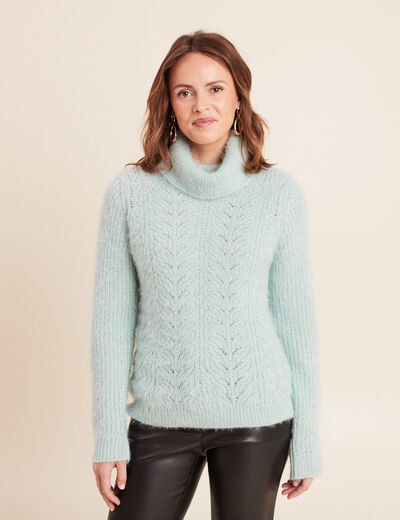 Pull droit manches longues vert pastel femme