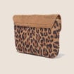 Porte-monnaie en cro&ucirc;te de cuir marron femme