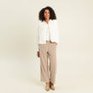 Gilet droit sans manches fausse fourrure ecru femme