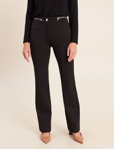 Pantalon bootcut maille taille standard noir femme