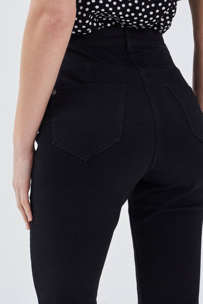 Pantalon large taille haute noir femme