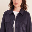 Veste doubl&eacute;e bleu fonc&eacute; femme