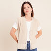 Gilet col v couleur or femme