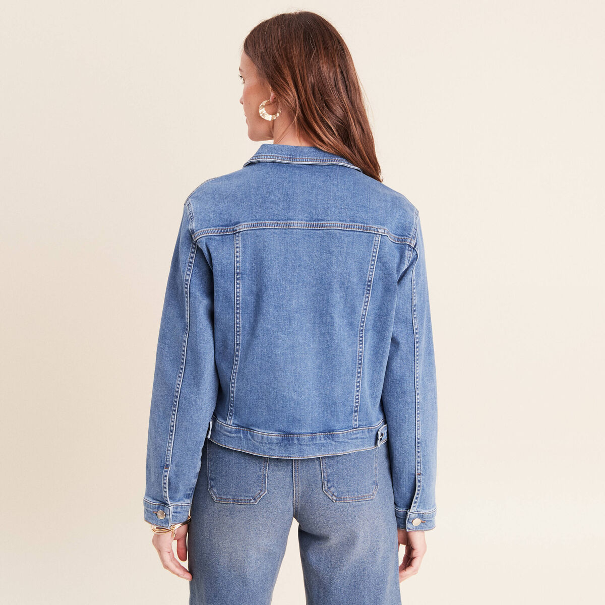 Veste cintr&eacute;e denim stone femme