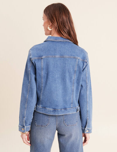 Veste cintr&eacute;e denim stone femme