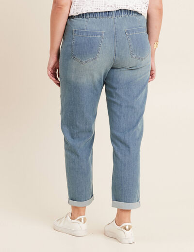 Jean large à coulisse denim double stone femme