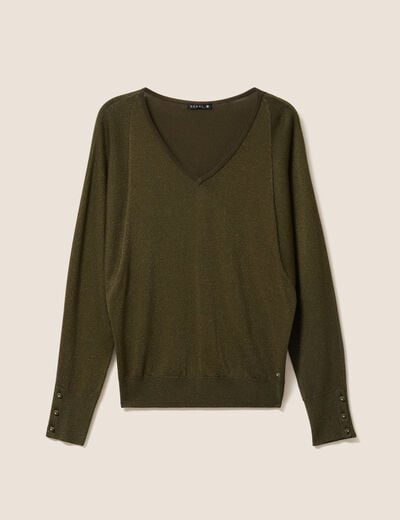 Pull manches longues vert kaki femme