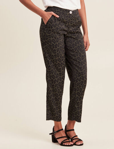 Pantalon flou taille basse vert kaki femme