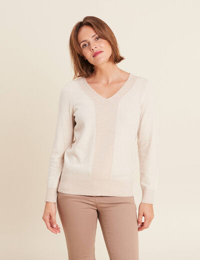 Pull manches longues creme femme