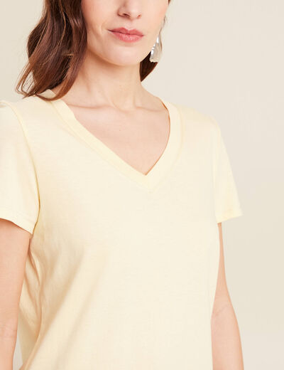 T-shirt manches courtes jaune clair femme
