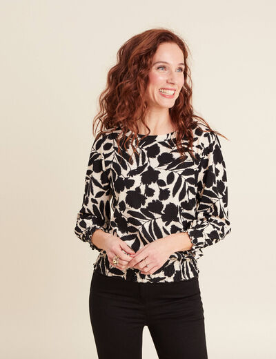 Blouse manches 3/4 noir femme