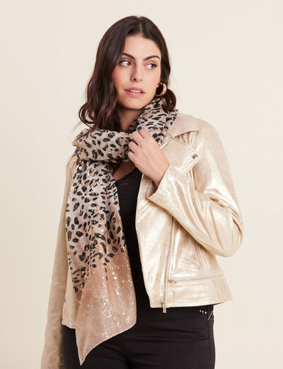 Foulard fin avec brillance ecru femme