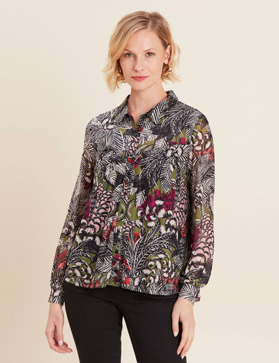 Chemise manches longues vert femme