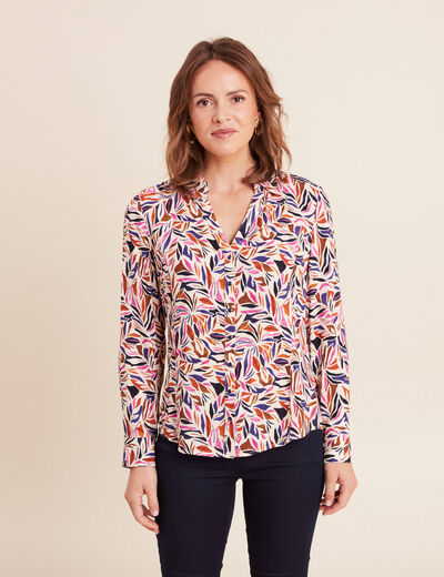 Chemise cintr&eacute;e manches longues bleu femme