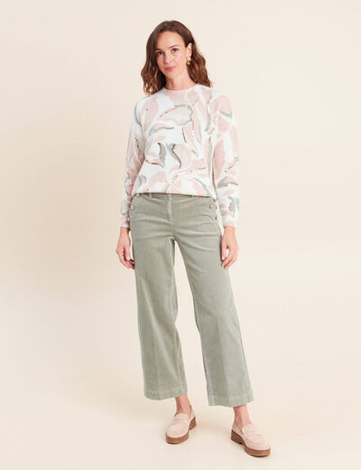 Pull col rond &agrave; sequins rose femme
