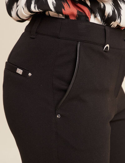 Pantalon ajusté détails zippés noir femme
