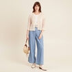Gilet manches 3/4 ajour&eacute; ecru femme