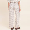 Pantalon large taille haute blanc femme