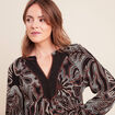 Robe fluide col v manches longues noir femme