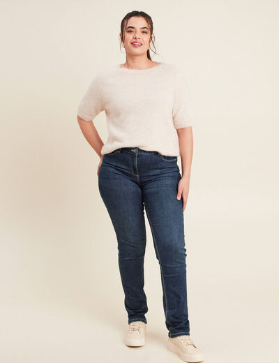 Pull manches courtes beige femme