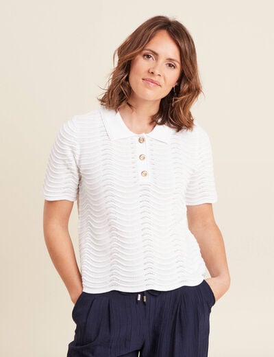Polo manches courtes blanc femme