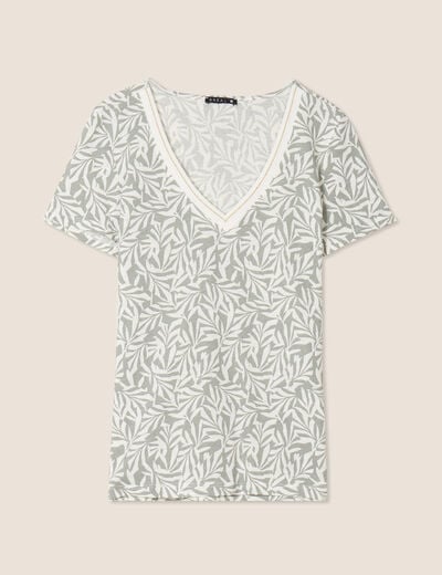 T-shirt manches courtes vert kaki femme