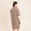 Robe courte droite imprim&eacute;e l&eacute;opard marron femme