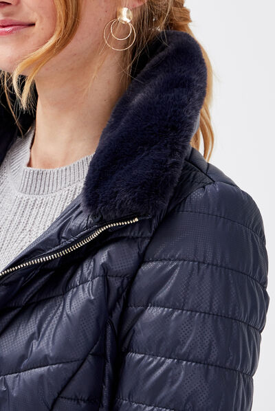 Doudoune courte cintrée déperlante bleu foncé femme