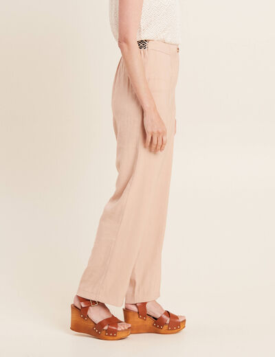 Pantalon large fluide beige femme