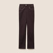 Pantalon droit taille haute marron fonc&eacute; femme