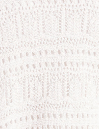Gilet manches longues ajouré ecru femme
