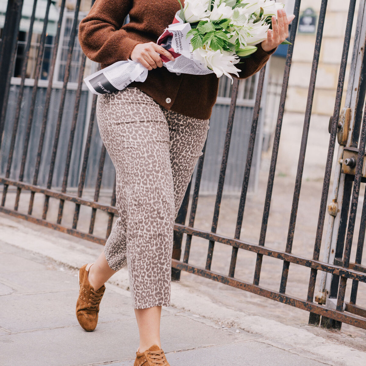 Pantalon magique Le L&eacute;ger coupe barrel beige femme