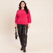Pull droit col rond manches 3/4 rose femme