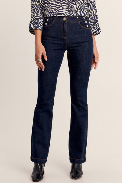 Jean bootcut taille basse denim brut femme