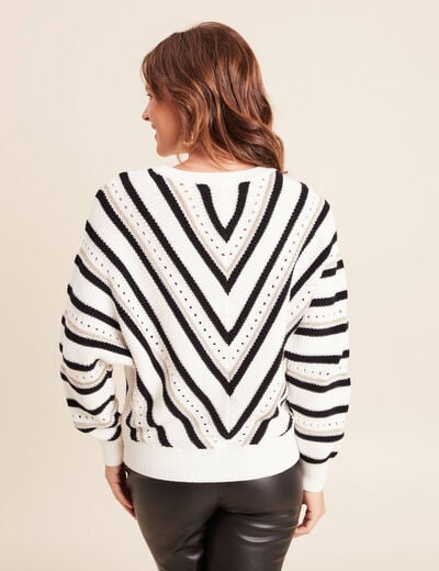 Pull col rond manches longues noir femme