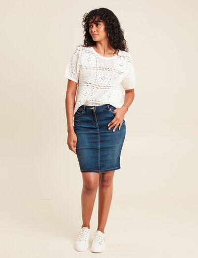 Jupe droite denim brut femme