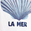 T-shirt col rond manches courtes brod&eacute; blanc femme
