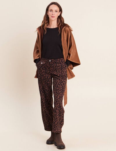 Pantalon taille haute marron femme