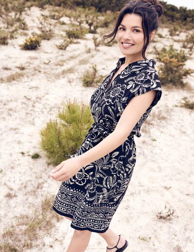 Robe droite courte sans manches noir femme
