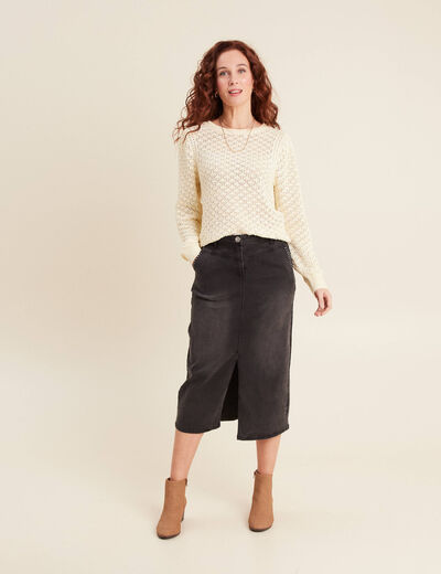 Jupe crayon en jean denim gris femme