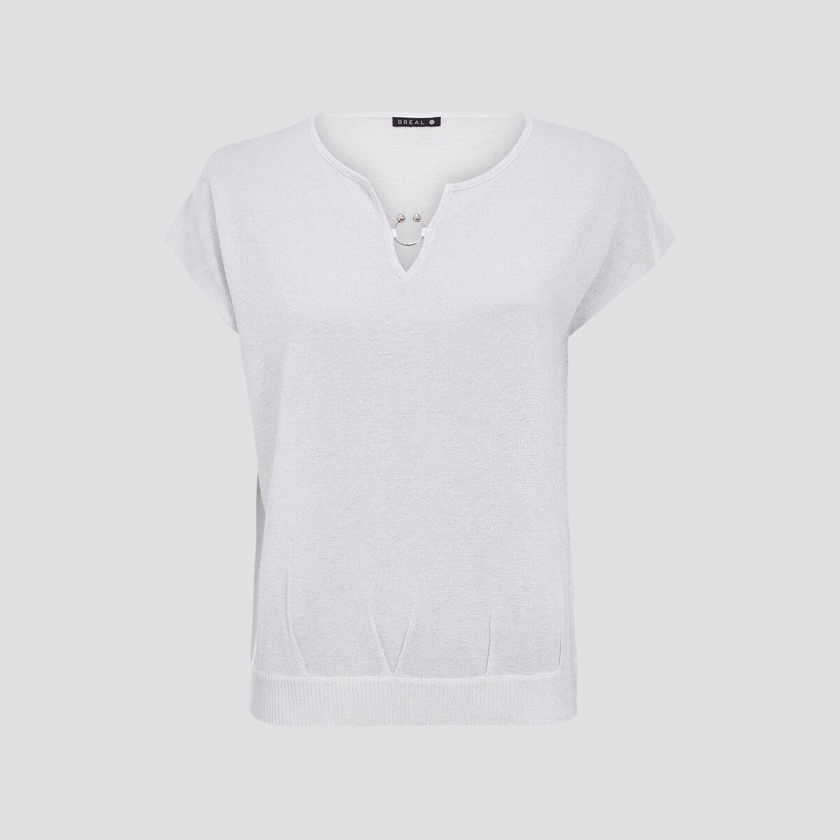 Pull &agrave; manches courtes ecru femme