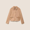 Veste courte droite aspect daim marron clair femme