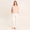 T-shirt droit col rond manches courtes sable femme