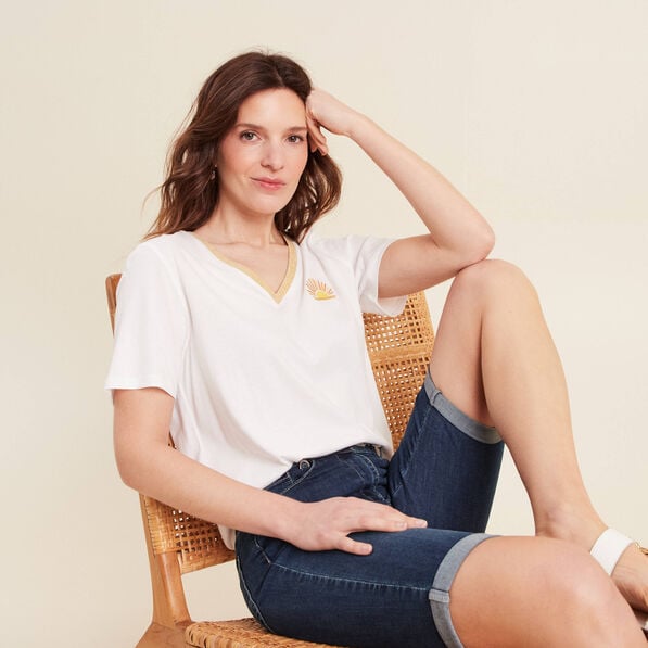 t shirt manches courtes blanc femme T-shirt manches courtes blanc femme