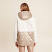 Manteau effet laine mouton &agrave; capuche ecru femme