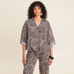 Chemise manches 3/4 nouée noir femme