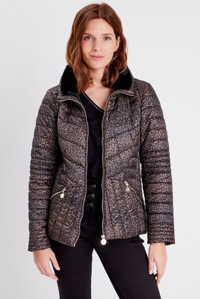 Doudoune droite zippée déperlante noir femme