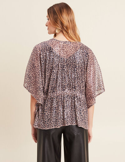 Kimono &agrave; sequins couleur cuivre femme