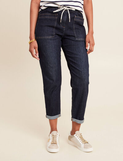 Jean large à coulisse denim brut femme