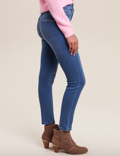 Jean ajusté taille haute denim double stone femme